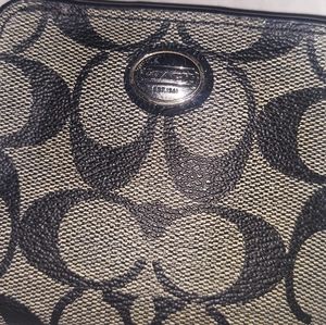 Coach small bidford wallet black signature jacquard canvas silver hardware origi